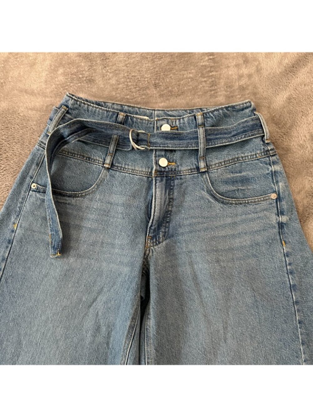 Pilcro Light Blue Denim Wide-Leg Jean Shorts - Picture 2 of 9